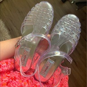 Jeffrey Campbell Play Clear Jellies Sandals 6